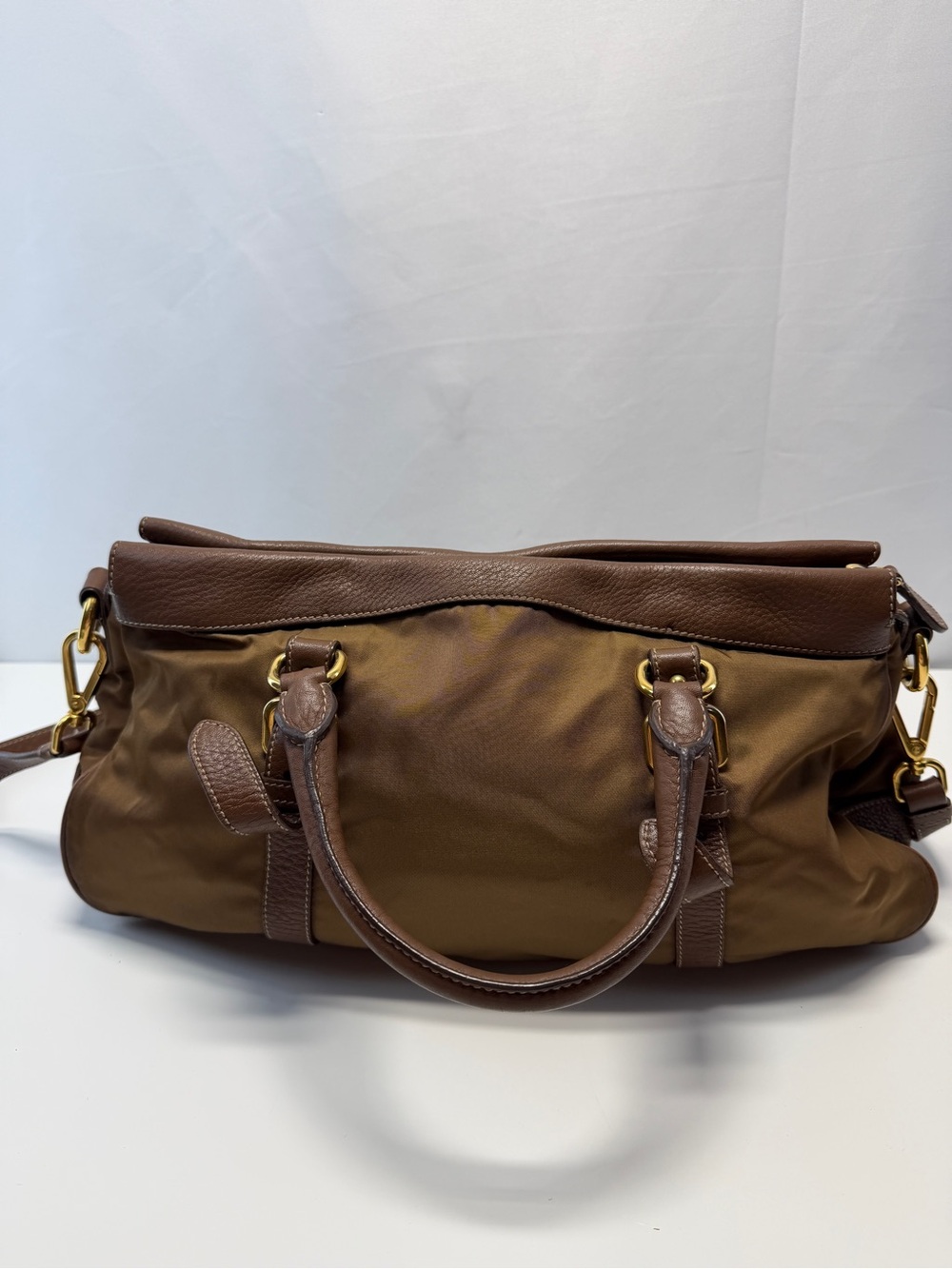 Prada Brown Nylon & Leather Messenger Satchel - Picture 7 of 11